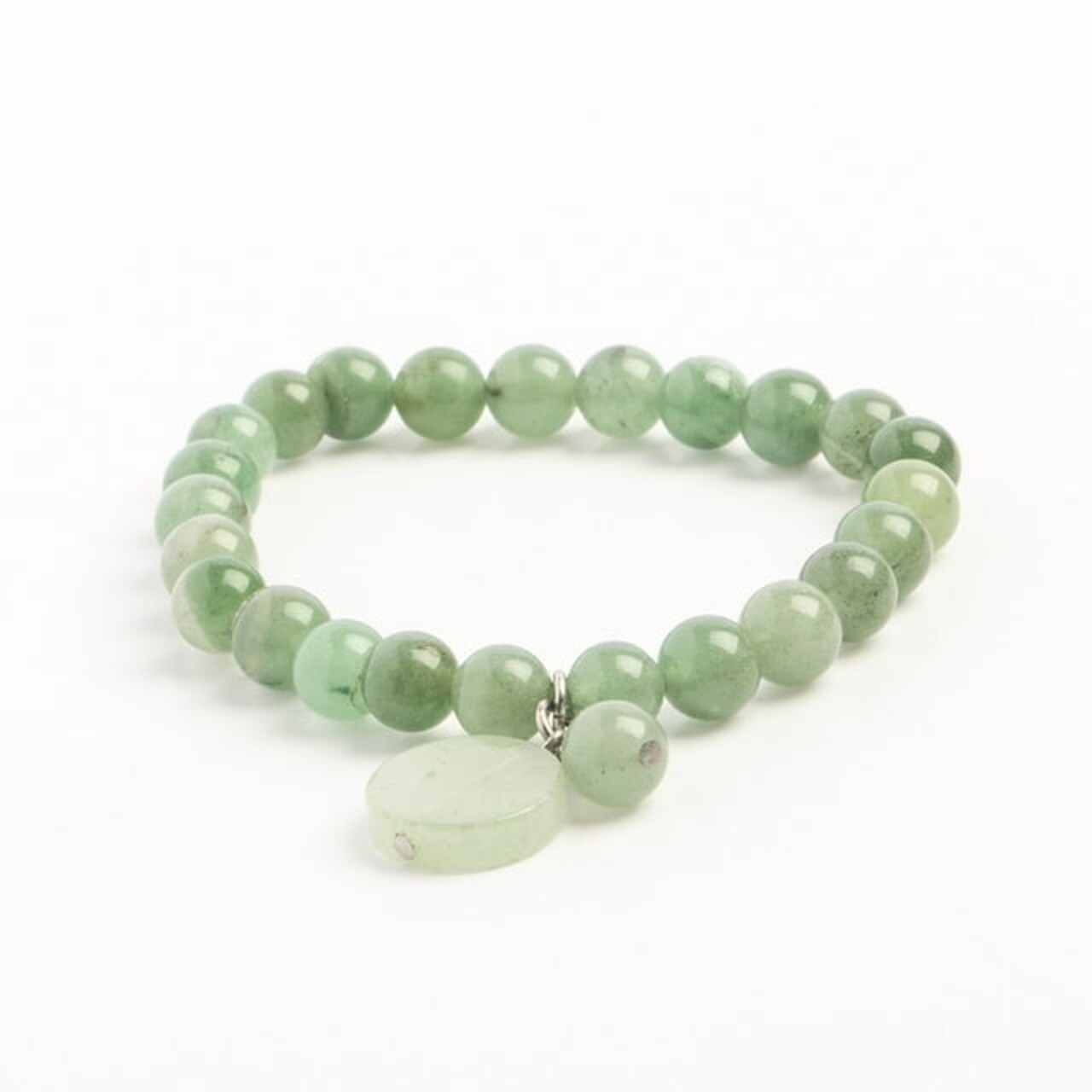 Earth's Jewels Semi-Precious Aventurine Natural Green Gemstone Bracelet, Green Round Charm